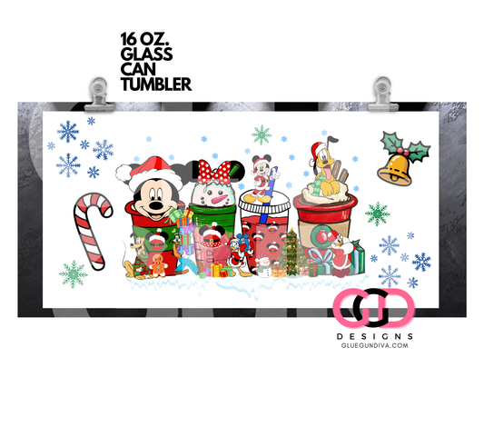 Christmas with Friends - Digital wrap for 16 oz glass can