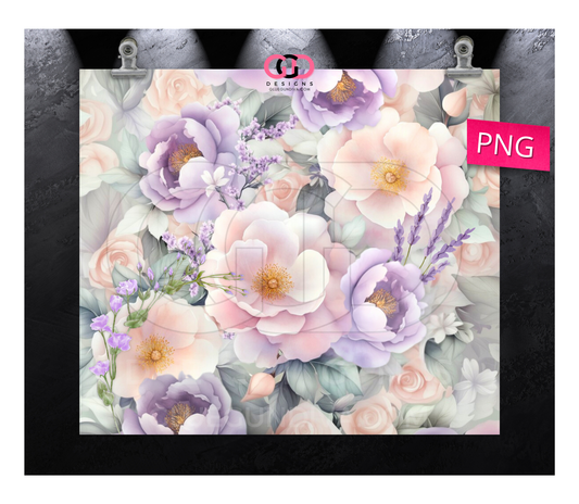 Light Spring Floral Background- Digital tumbler wrap for 20 oz skinny straight tumbler