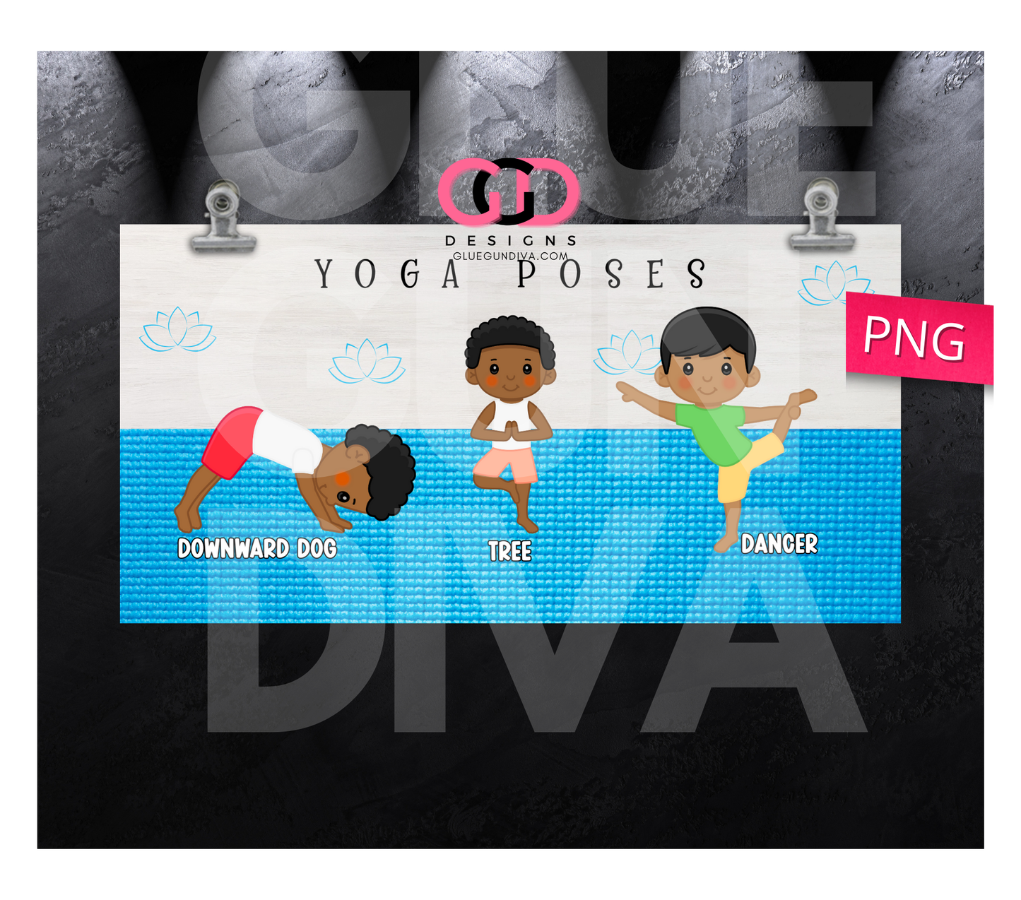 Yoga Poses Boy 2 - Digital Flip Top Bottle Wrap for kid's bottles 12 oz