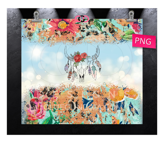 Wild Soul Flowers - Digital tumbler wrap for 20 oz skinny straight tumbler