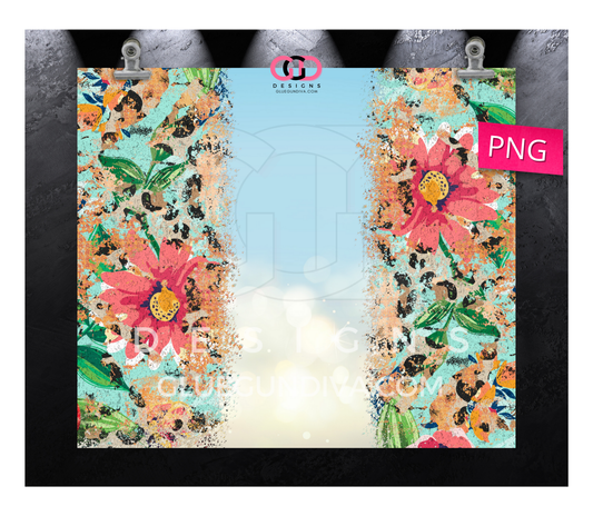 Wild Flowers Blank - Digital tumbler wrap for 20 oz skinny straight tumbler