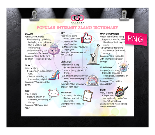 Popular Internet Slang Dictionary -Digital tumbler wrap for 20 oz skinny straight tumbler