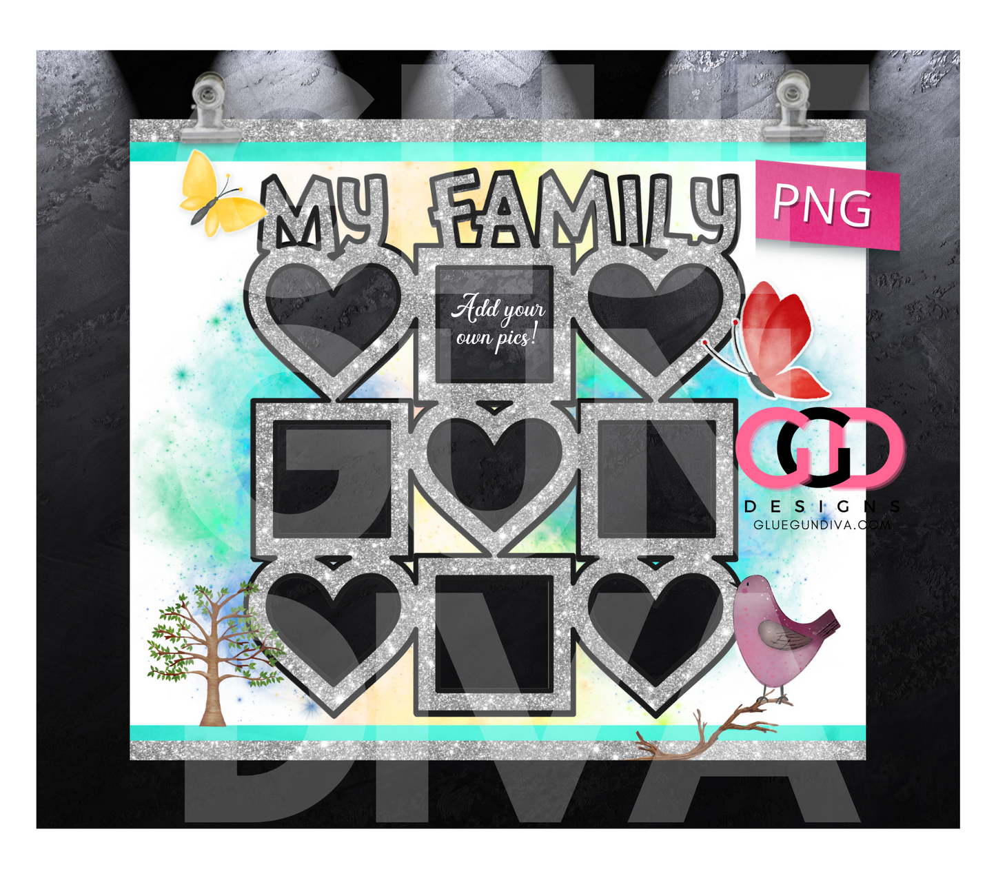 My Family Photo Tumbler - Digital tumbler wrap for 20 oz skinny straight tumbler