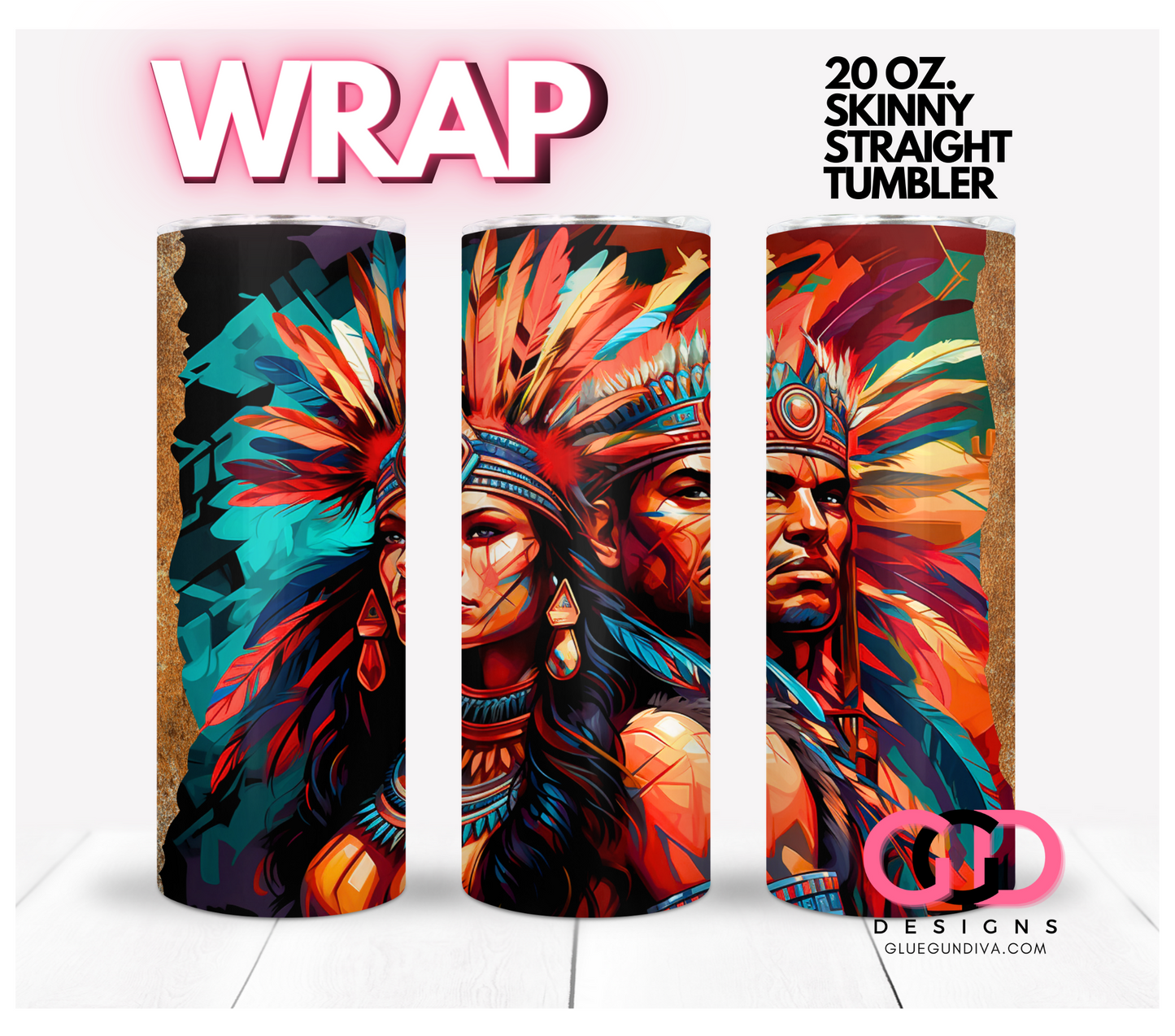 Colorful Aztec Royalty- Digital tumbler wrap for 20 oz skinny straight tumbler
