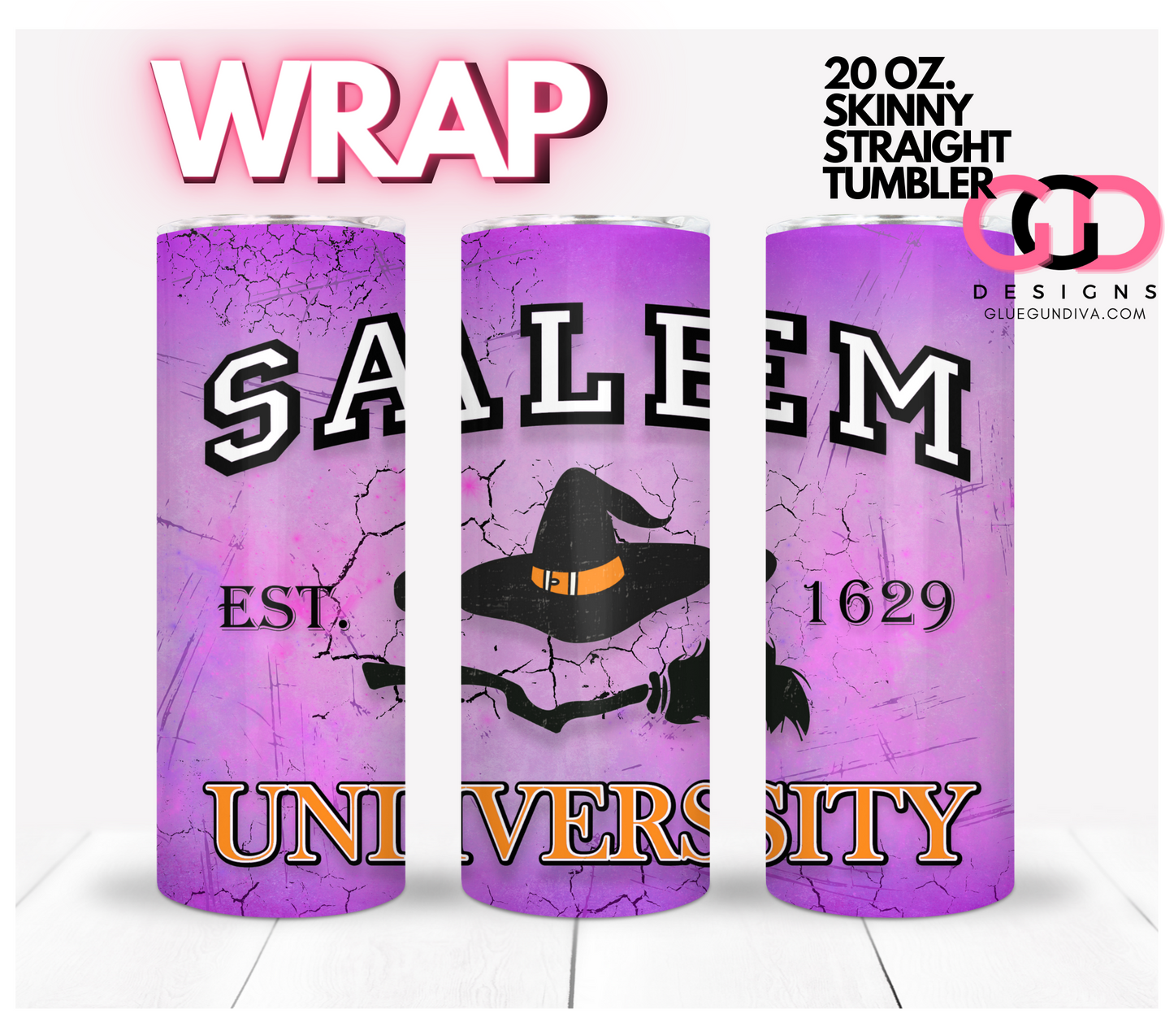Salem University- Digital tumbler wrap for 20 oz skinny straight tumbler