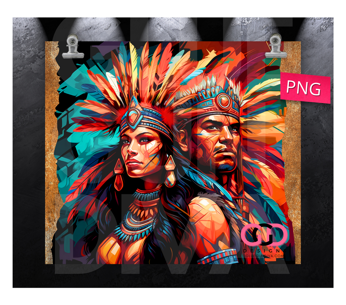 Colorful Aztec Royalty- Digital tumbler wrap for 20 oz skinny straight tumbler