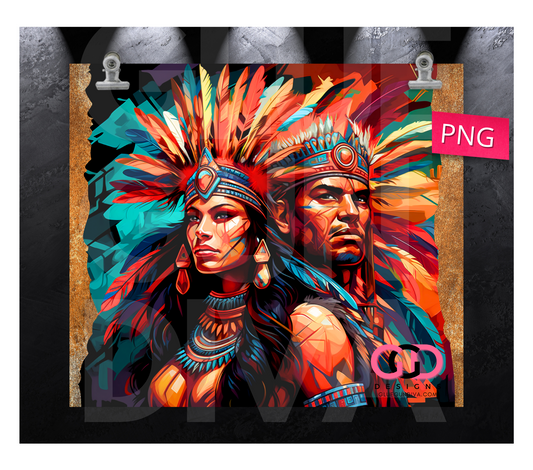 Colorful Aztec Royalty- Digital tumbler wrap for 20 oz skinny straight tumbler