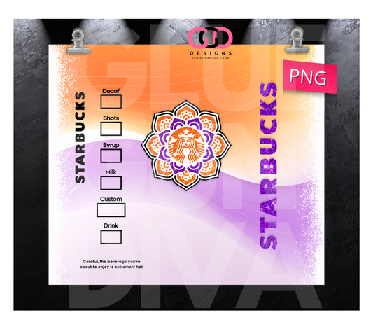 Halloween Starbucks Mandala- Digital tumbler wrap for 20 oz skinny straight tumbler