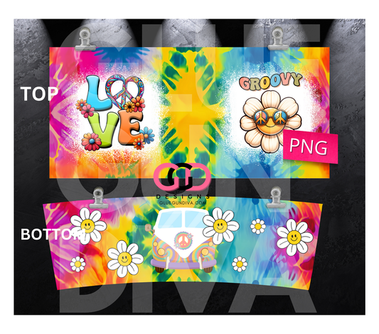 Groovy Love - Digital tumbler wrap for 40 oz tumbler