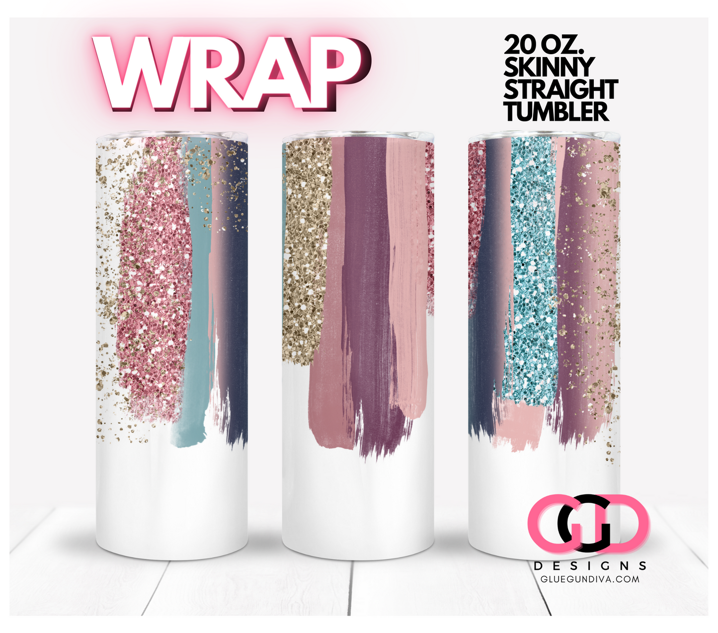 Beautiful Brush Lines- Digital tumbler wrap for 20 oz skinny straight tumbler