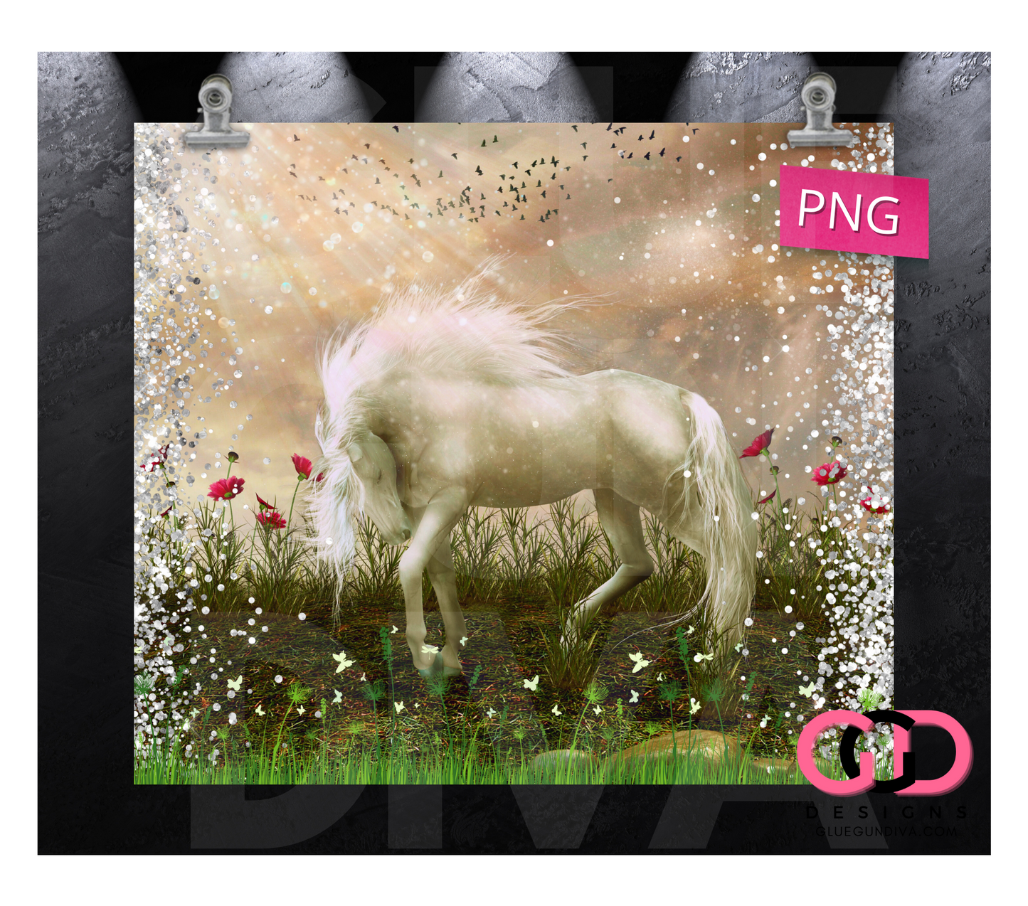 Unicorn Magical Sunbath- Digital tumbler wrap for 20 oz skinny straight tumbler