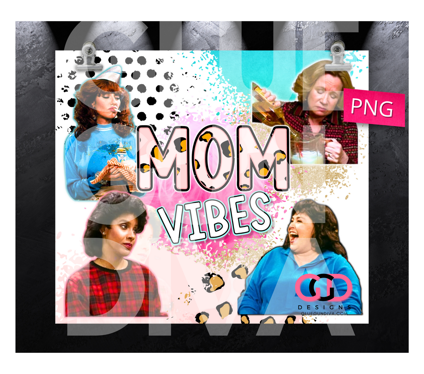 Mom Vibes TV - Digital tumbler wrap for 20 oz skinny straight tumbler