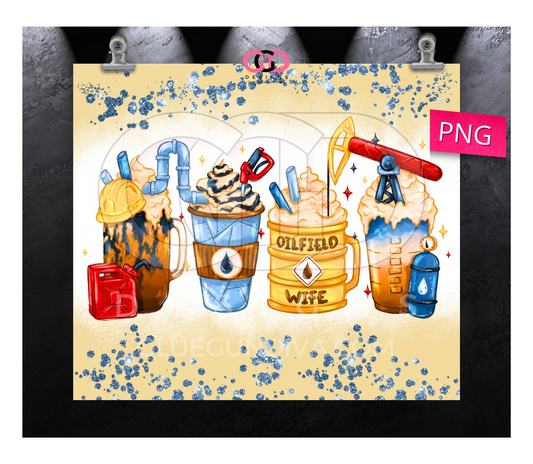 Oil Field Wife - Digital tumbler wrap for 20 oz skinny straight tumbler