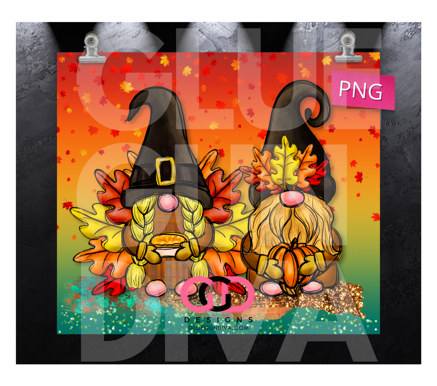 Fall Gnomes Gradient- Digital tumbler wrap for 20 oz skinny straight tumbler