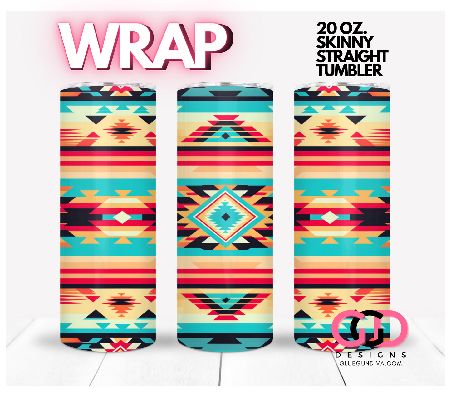 Western Serape- Digital tumbler wrap for 20 oz skinny straight tumbler