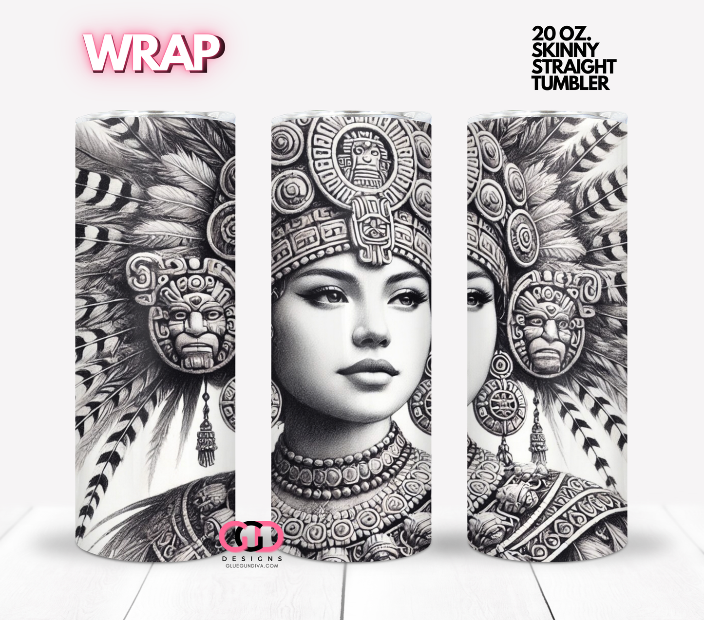 Inca Queen- Digital tumbler wrap for 20 oz skinny straight tumbler