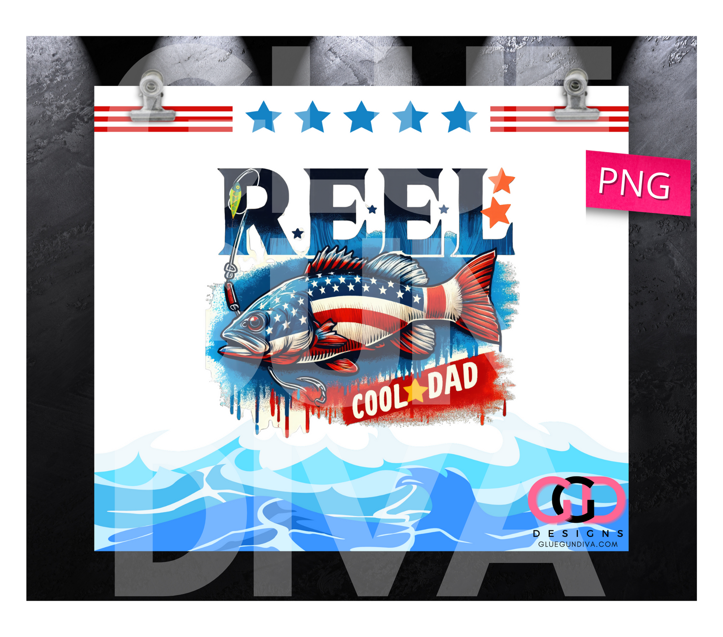 Reel Cool Dad - Digital tumbler wrap for 20 oz skinny straight tumbler