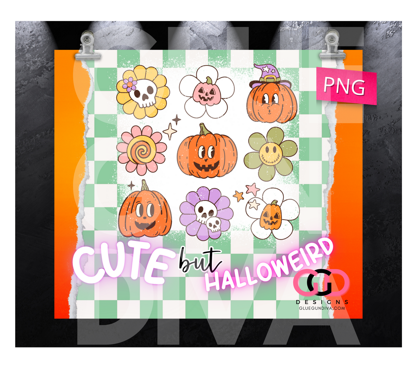 Cute But Halloweird- Digital tumbler wrap for 20 oz skinny straight tumbler
