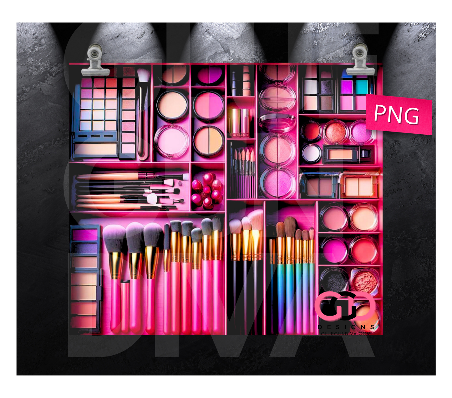 Pink Makeup Drawer- Digital tumbler wrap for 20 oz skinny straight tumbler