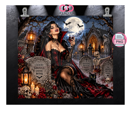 Female Vampire - Digital tumbler wrap for 20 oz skinny straight tumbler