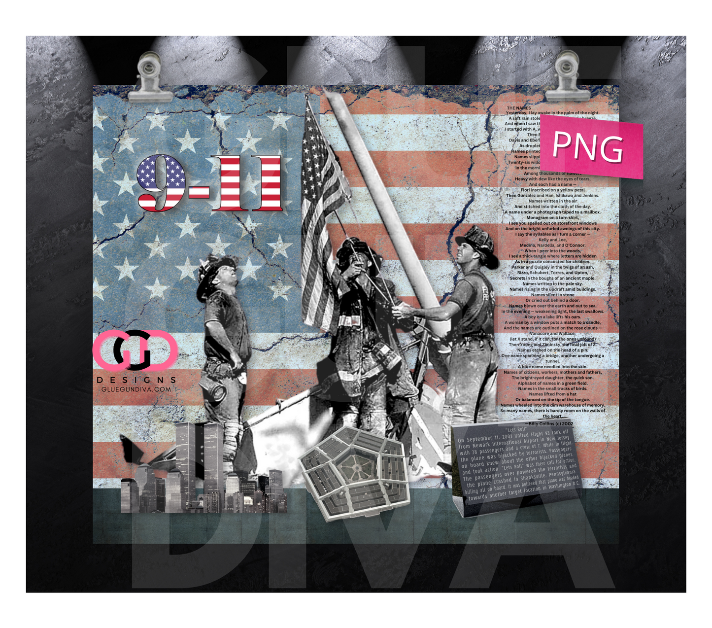 September 11th- Digital tumbler wrap for 20 oz skinny straight tumbler