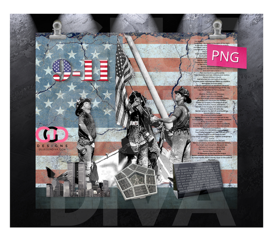 September 11th- Digital tumbler wrap for 20 oz skinny straight tumbler