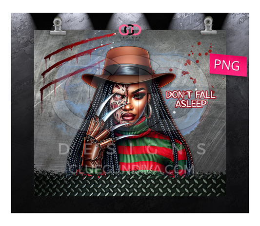 Don't Fall Asleep - Digital tumbler wrap for 20 oz skinny straight tumbler