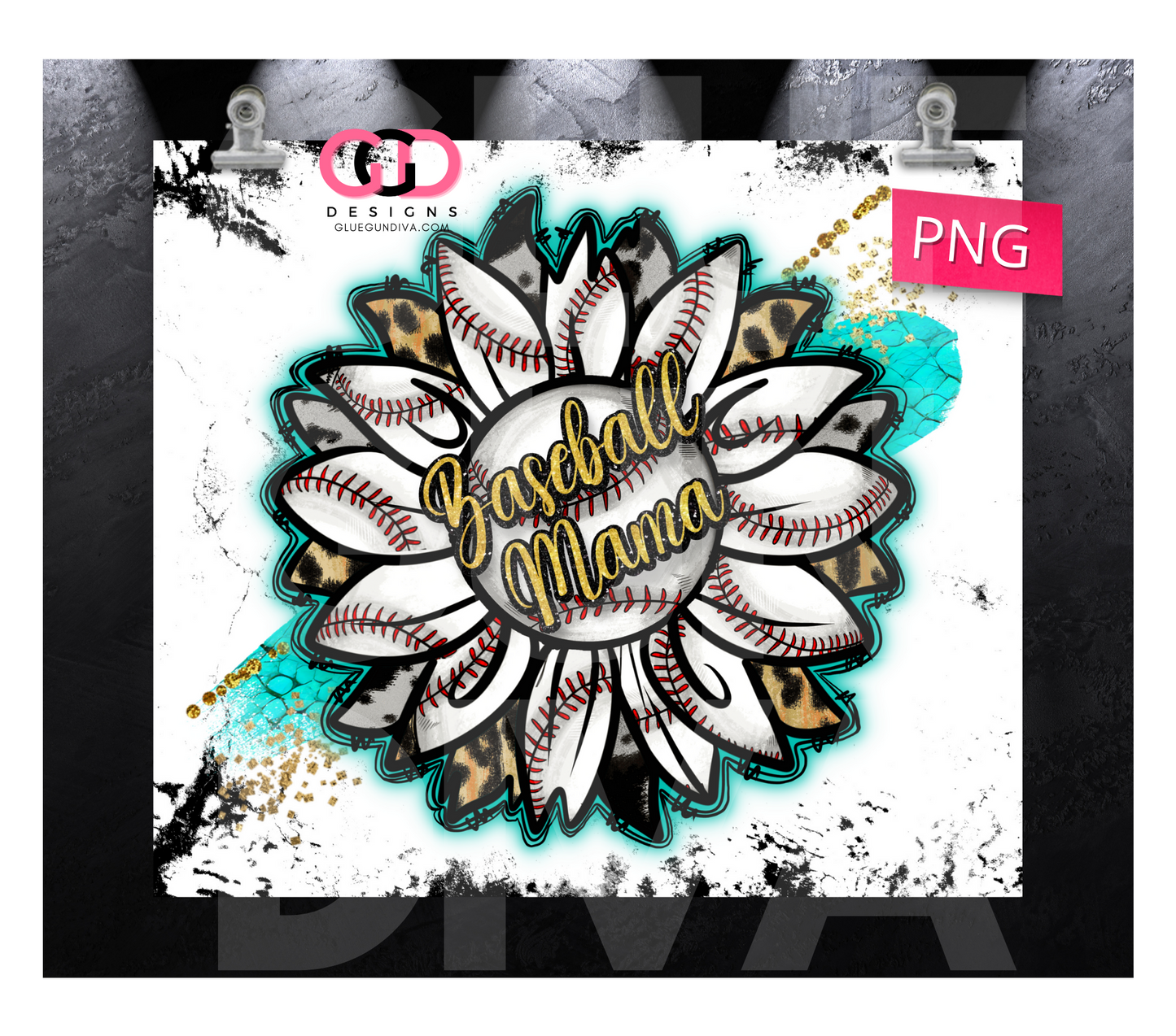 Baseball Mama Distressed Background- Digital tumbler wrap for 20 oz skinny straight tumbler