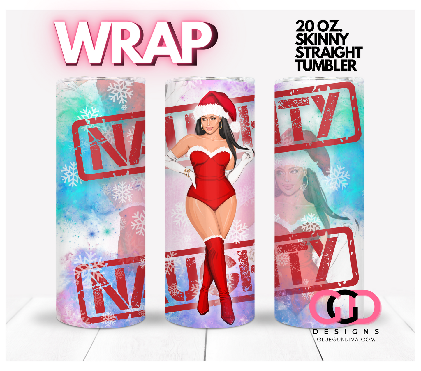 Naughty Black Hair- Digital tumbler wrap for 20 oz skinny straight tumbler