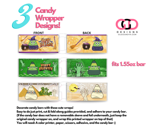 Candy Corn Halloween 25 - Print & Cut Candy Wrappers