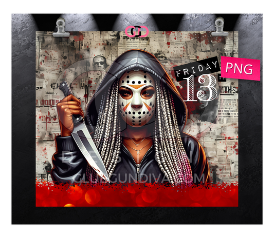 Friday 13th - Digital tumbler wrap for 20 oz skinny straight tumbler