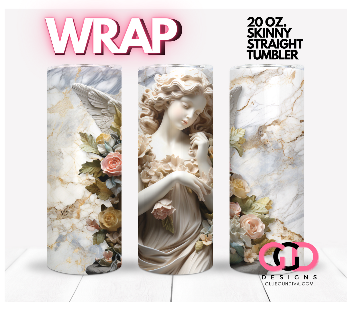 Beautiful Angel- Digital tumbler wrap for 20 oz skinny straight tumbler