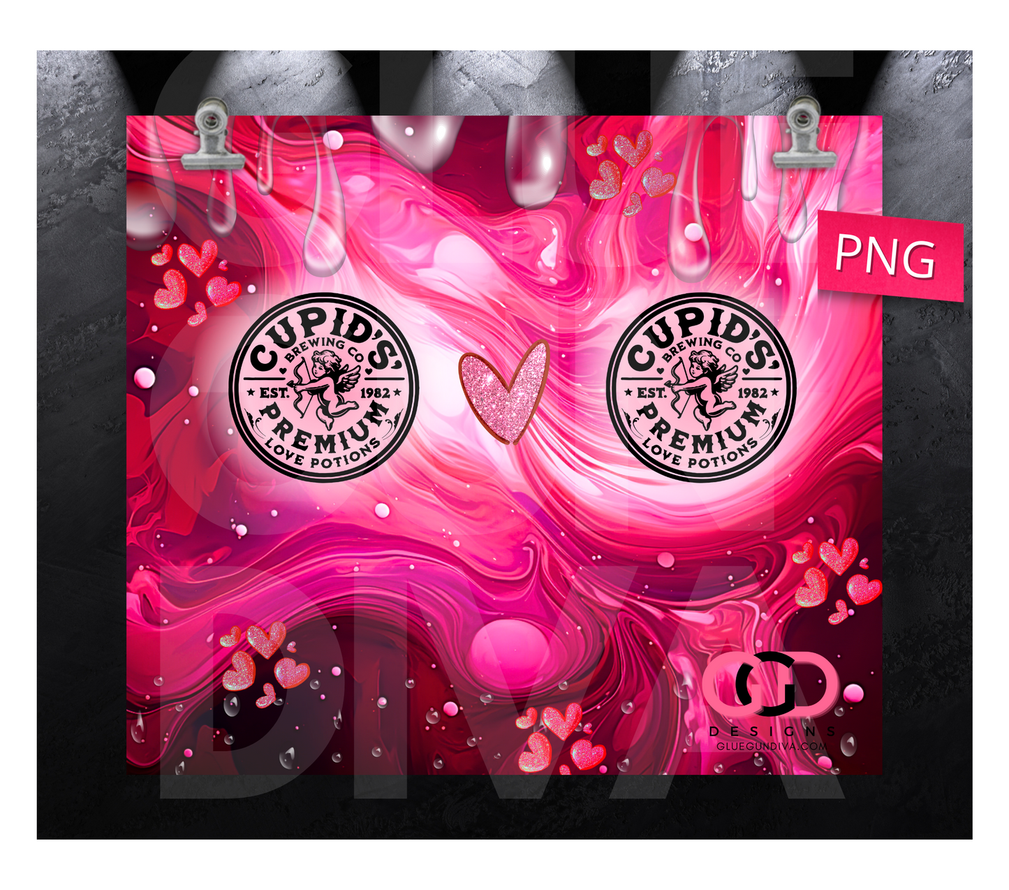 Cupid's Premium Love Potions- Digital tumbler wrap for 20 oz skinny straight tumbler