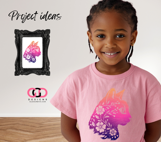 Floral Cat Silhouette - PNGs & SVGs