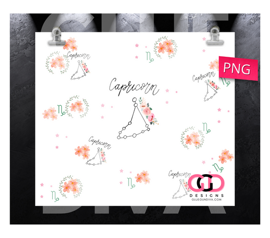 Dainty Capricorn- Digital tumbler wrap for 20 oz skinny straight tumbler