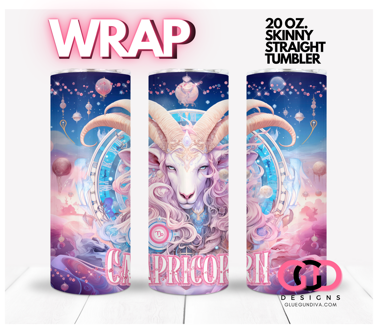Pastels Capricorn- Digital tumbler wrap for 20 oz skinny straight tumbler