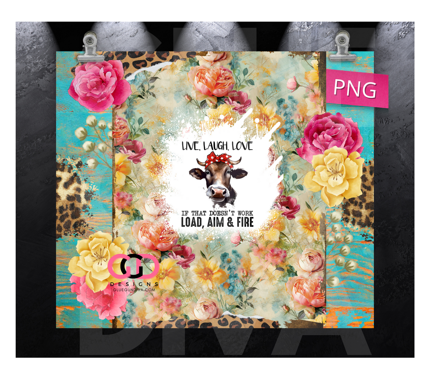 Live Laugh Love- Digital tumbler wrap for 20 oz skinny straight tumbler