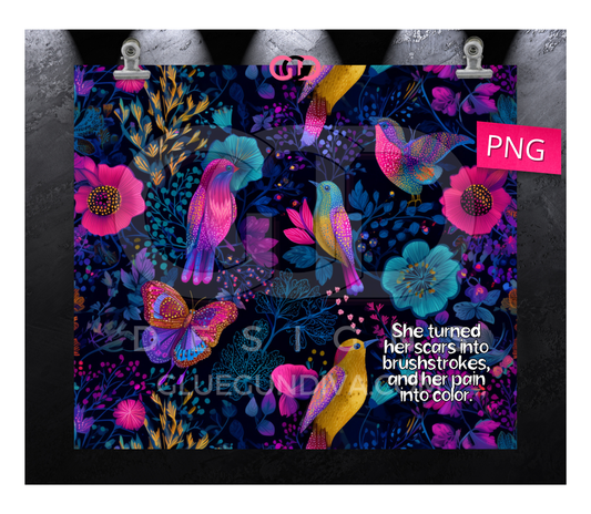 Her Pain into Color - Digital tumbler wrap for 20 oz skinny straight tumbler