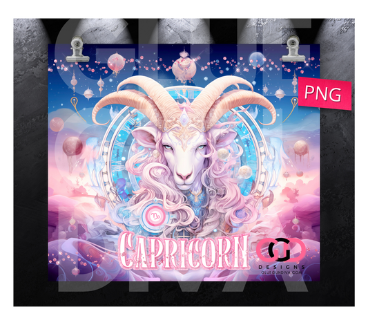 Pastels Capricorn- Digital tumbler wrap for 20 oz skinny straight tumbler