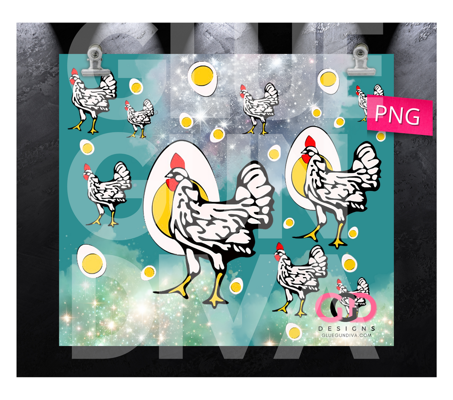 Chicken and Eggs - Digital tumbler wrap for 20 oz skinny straight tumbler