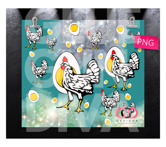 Chicken and Eggs - Digital tumbler wrap for 20 oz skinny straight tumbler