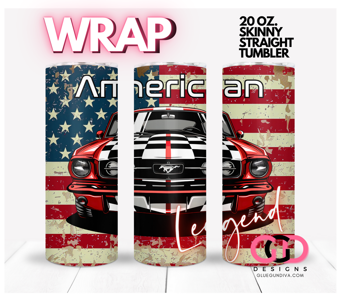American Legend- Digital tumbler wrap for 20 oz skinny straight tumbler