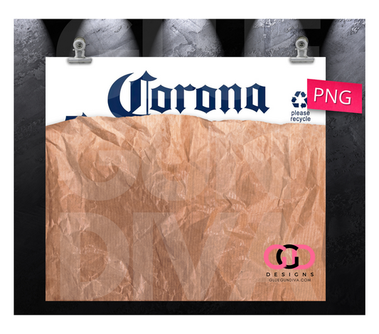 Beer in a Bag Corona- Digital tumbler wrap for 20 oz skinny straight tumbler