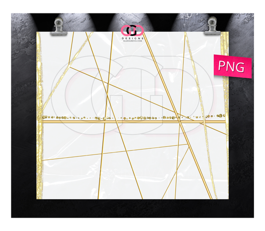 Gold Lines on White Plastic - Digital tumbler wrap for 20 oz skinny straight tumbler