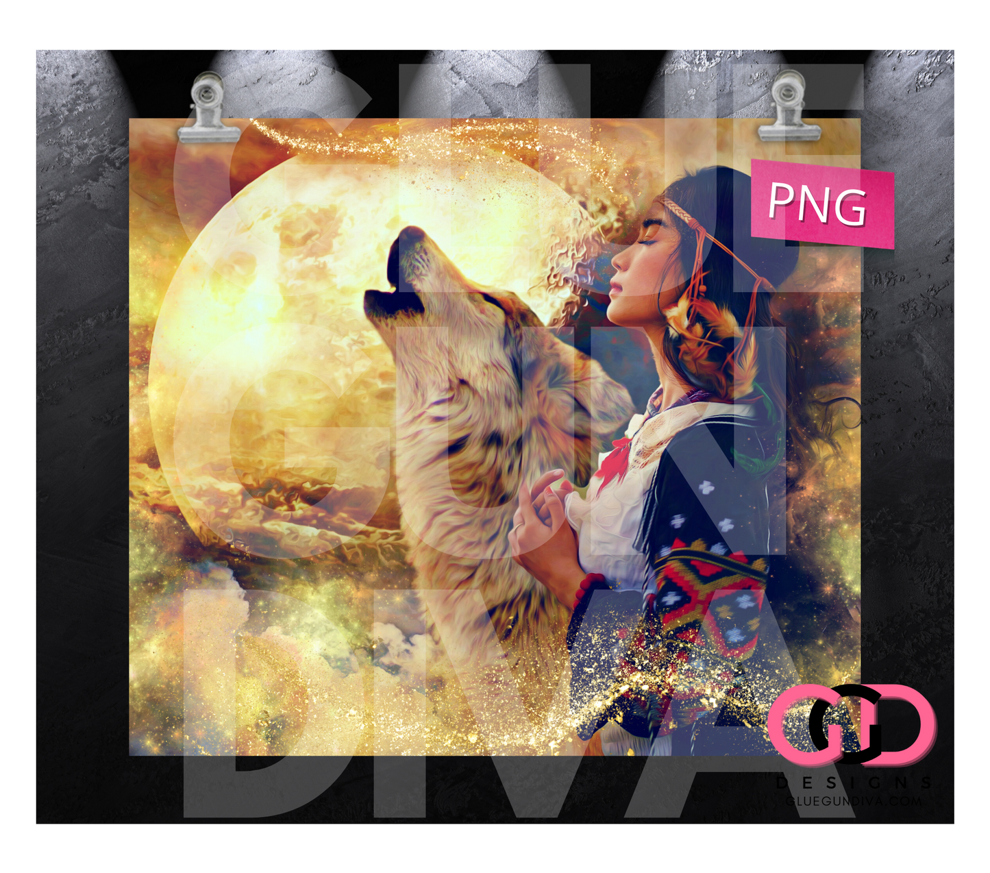 At Peace with the Moon- Digital tumbler wrap for 20 oz skinny straight tumbler