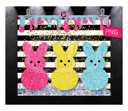 Glitter Easter Bunnies- Digital tumbler wrap for 20 oz skinny straight tumbler