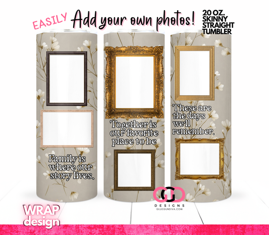 Family Portraits - Digital tumbler wrap for 20 oz skinny straight tumbler