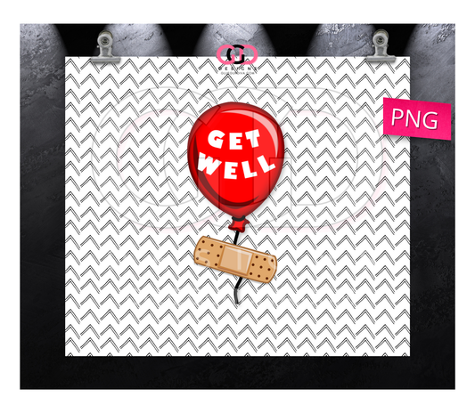 Get Well Balloon- Digital tumbler wrap for 20 oz skinny straight tumbler