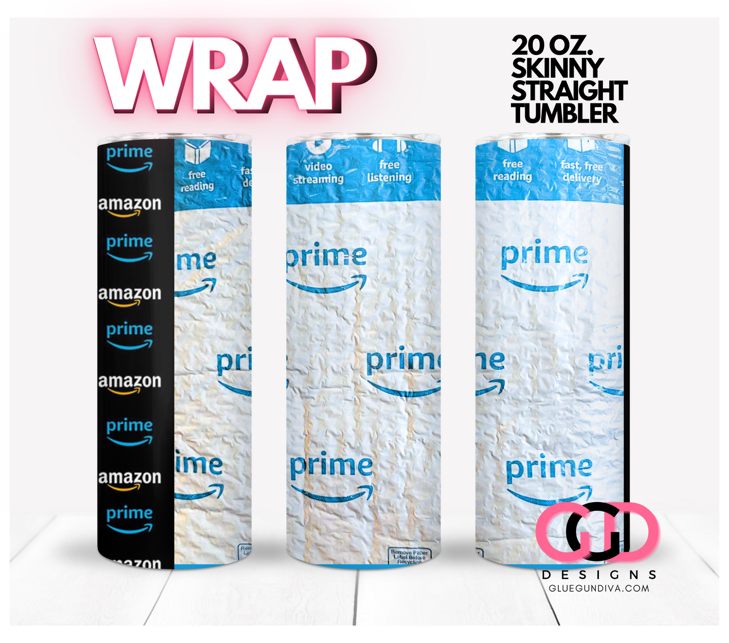 Prime Envelope - Digital tumbler wrap for 20 oz skinny straight tumbler
