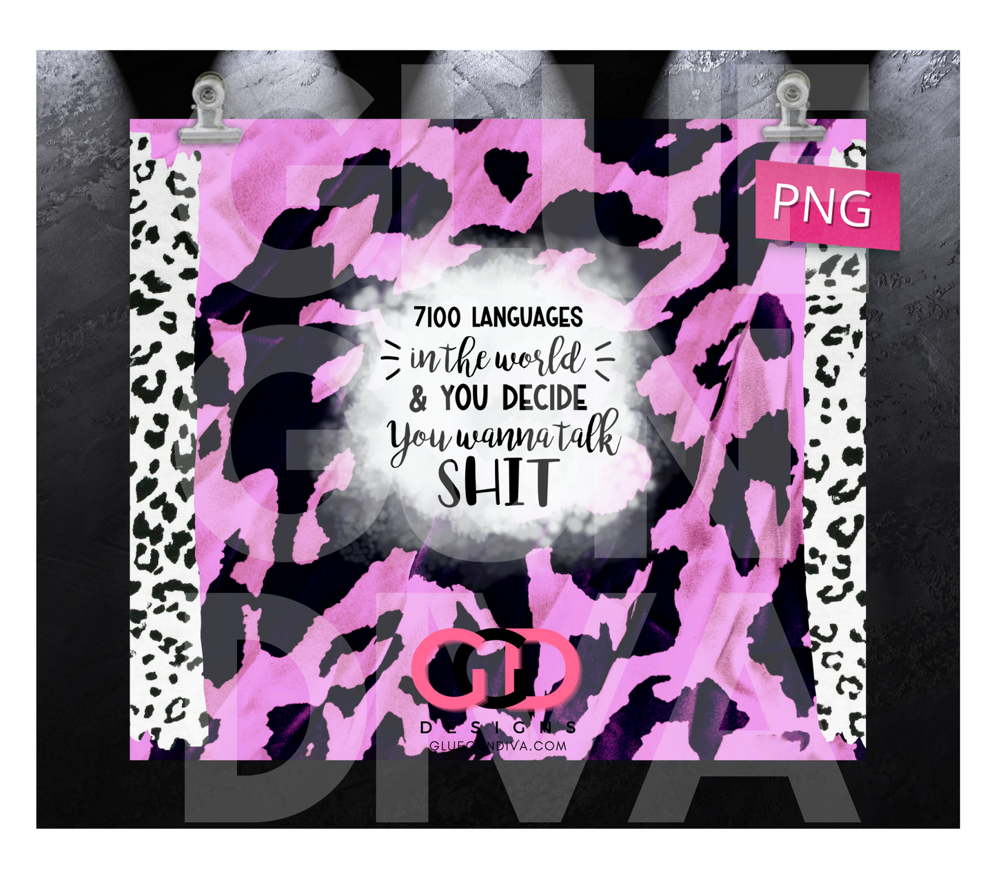 7100 Languages- Digital tumbler wrap for 20 oz skinny straight tumbler